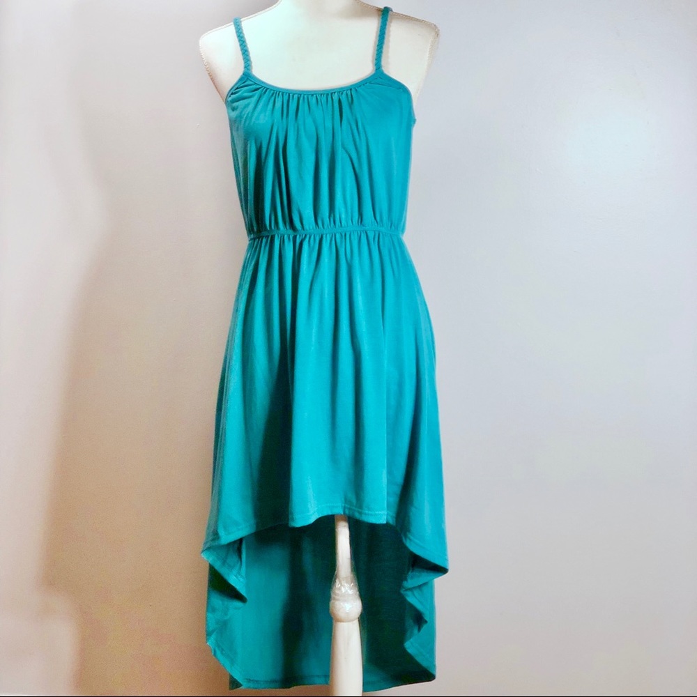 Toxik3 Teal Empire Waist Hi Lo Boho Tank Dress - Picture 2 of 8
